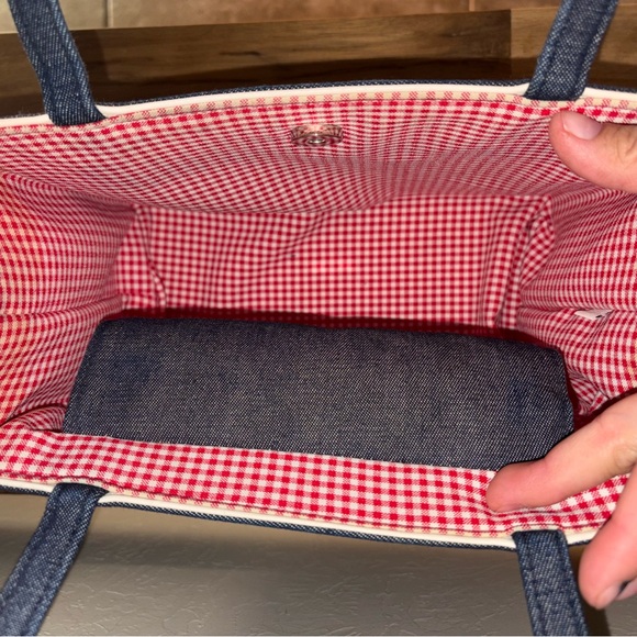 Vintage Kate Spade New York Denim Shoulder Bag – Made in USA – Gingham Lining - Picture 10 of 16